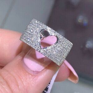 Heart 925 Silver Ring  White Sapphire Wedding